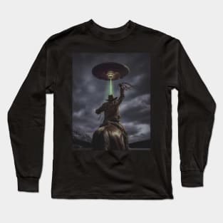 Cowboy UFO "Get 'Em!" Art by Cult Class Long Sleeve T-Shirt